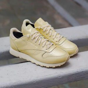 Reebok Women's Classic Yellow Pearl Leather Sneakers - Sporty Elegance